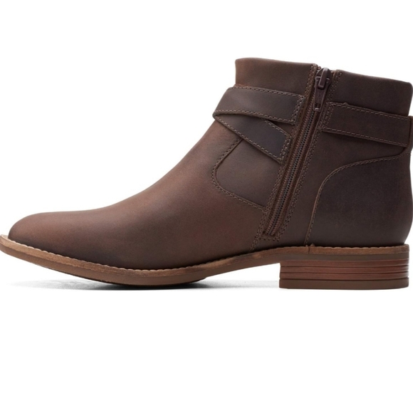 CLARKS CAMZIN DIME CUIR MARRON PONCE BOOTIES 5.5M - Picture 3 of 8